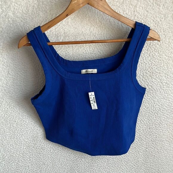 Madewell The Tailored Crop Tank in Sleekhold Size Large Pure Blue - Picture 2 of 10